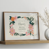 Roze bloemige aangepaste bruidsdouche welkom  poster