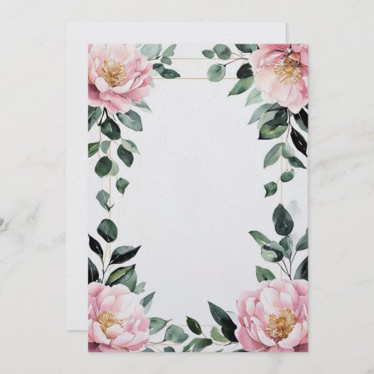 Roze bloemige aanpasbare kaart voor elke gelegenhe (Voorkant / Achterkant)