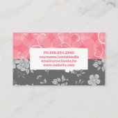 Roze bloemige achtergrond | Wild Flower Achtergron Visitekaartje (Achterkant)