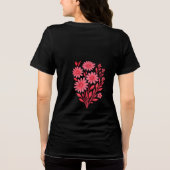 Roze Bloemige Achterkant Print T-Shirt (Achterkant)