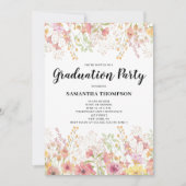 Roze bloemige afstudeerfeest uitnodiging (Voorkant)