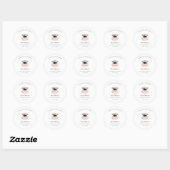 Roze bloemige afstudeerhoed Uni Naam Ronde Sticker (Vel)