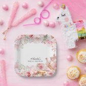 Roze Bloemige Afternoon Tea Party Shower Papieren Bordje (Feest)
