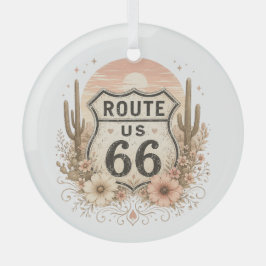Roze Bloemige Americana Kerst Weg Charme Glas Ornament