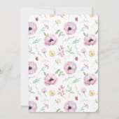 Roze Bloemige Anemoon Bruidsdouche Kaart (Achterkant)
