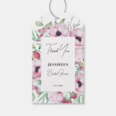 Roze Bloemige Anemoon Bruidsfeest Cadeaulabel (Voorkant)