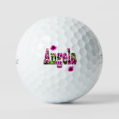Roze bloemige Angela naam, Golfballen (Voorkant)