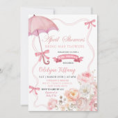 Roze bloemige April baby shower Kaart (Voorkant)
