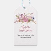 Roze Bloemige Aquarel Botanische Bruiloft  Cadeaulabel (Voorkant)