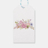 Roze Bloemige Aquarel Botanische Bruiloft  Cadeaulabel (Achterkant)