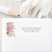 Roze Bloemige Aquarel Botanische Retouradres Etiket (Insitu)