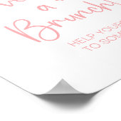 Roze Bloemige Aquarel Bruidsontbijt Bruiloft Bord Poster (Hoek)