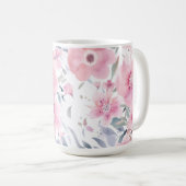 Roze Bloemige Aquarel Koffiemok (Voorkant rechts)