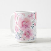 Roze Bloemige Aquarel Koffiemok (Voorkant links)