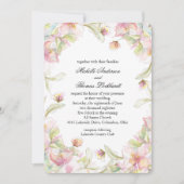 Roze Bloemige Aquarel Lijst Kaart (Voorkant)