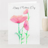 Roze Bloemige Aquarel Moederdagkaart Kaart (Voorkant)