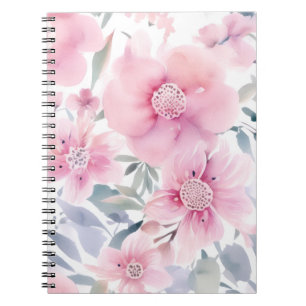 Roze Bloemige Aquarel  Notitieboek
