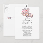 Roze Bloemige Aquarel Parijs Thema Drive By Shower Briefkaart (Voorkant / Achterkant)