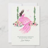 Roze & Bloemige Aquarel Quinceañera Uitnodiging (Achterkant)