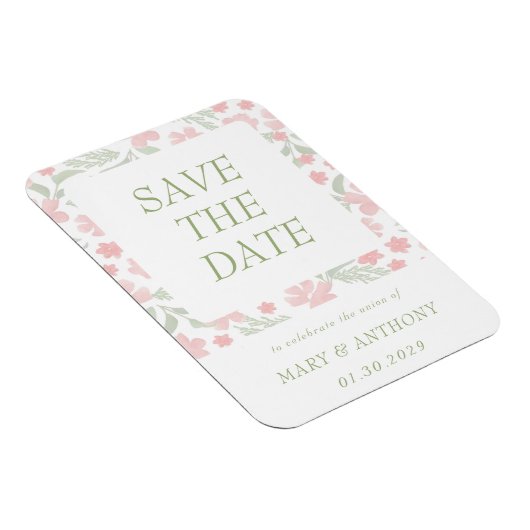 Roze Bloemige Aquarel Save the Date Magneet (Rechterzijde)