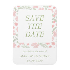 Roze Bloemige Aquarel Save the Date Magneet