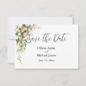 Roze Bloemige Aquarel Schrift Save The Date (Voorkant)
