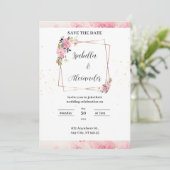 Roze Bloemige Aquarel Trouw Uitnodiging (Staand voorkant)