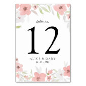 Roze Bloemige Aquarel Trouwtafel Nummerkaart Kaart (Achterkant)