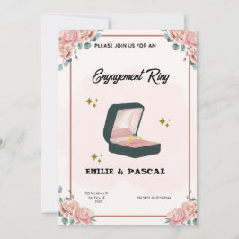 Roze Bloemige Aquarel Verlovingsuitnodiging Kaart