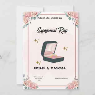 Roze Bloemige Aquarel Verlovingsuitnodiging Kaart