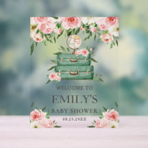 Roze Bloemige Avontuur Reis Babyshower Welkom