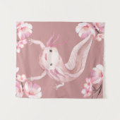 Roze bloemige Axolotl wandtapijt Wandkleed (Voorkant (horizontaal))