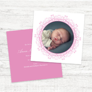 Roze Bloemige Baby Foto Aankondiging Elegant