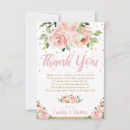 Roze bloemige baby girl shower bruids bruiloft bedankkaart