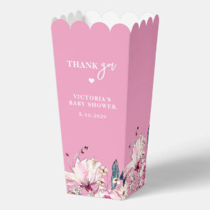 Roze bloemige baby in bloei baby shower favor box bedankdoosjes