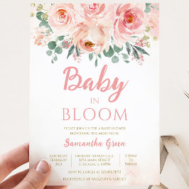 Roze bloemige baby in bloei baby shower kaart