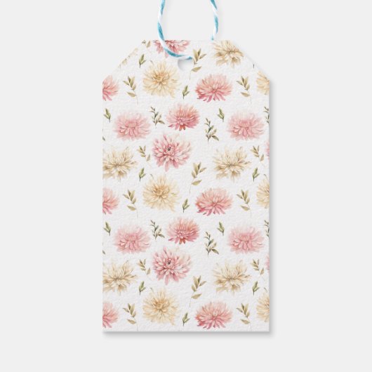 Roze bloemige baby in bloeidouche dank u labels cadeaulabel (Achterkant)