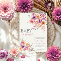 Roze bloemige 'Baby in Bloom' baby shower