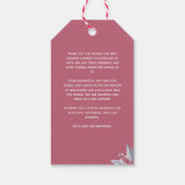 Roze bloemige baby shower bedankjes cadeaulabel (Achterkant)