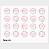 Roze bloemige baby shower favor sticker (Vel)