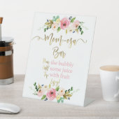 Roze bloemige Baby shower Momosa bar Reclamebord Met Voetstuk (Insitu)