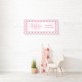 Roze Bloemige Baby Shower Spandoek (Insitu)