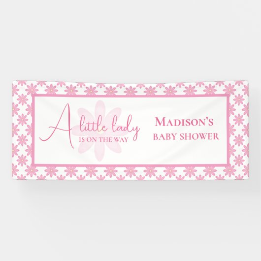 Roze Bloemige Baby Shower Spandoek (Horizontaal)