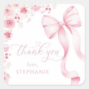 Roze bloemige baby shower stickers