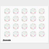 Roze bloemige Baby showers envelopzegel Ronde Sticker (Vel)