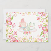  roze bloemige Baby Tea Party uitnodiging (Achterkant)