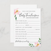 Roze Bloemige Baby Voorspellingen Baby Shower Spel Kaart (Voorkant / Achterkant)