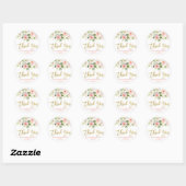 Roze bloemige babyshower meisje ronde sticker (Vel)