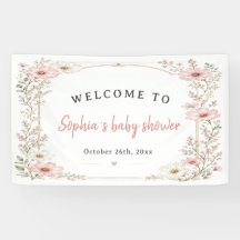 Roze bloemige babyshower