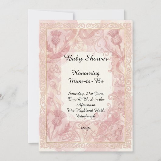 Roze bloemige babyshower uitnodiging (Voorkant)